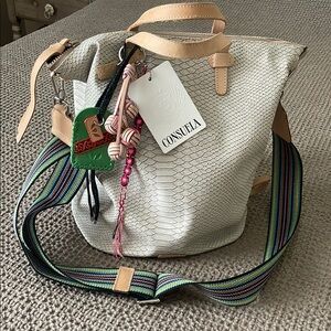 Consuela Cream and Tan Tote with Playful Strap